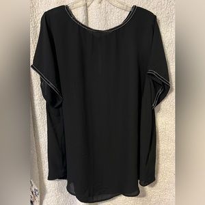 Torrid—Size 3—Black Sheer(ish) top with sequin detailing around the neckline.